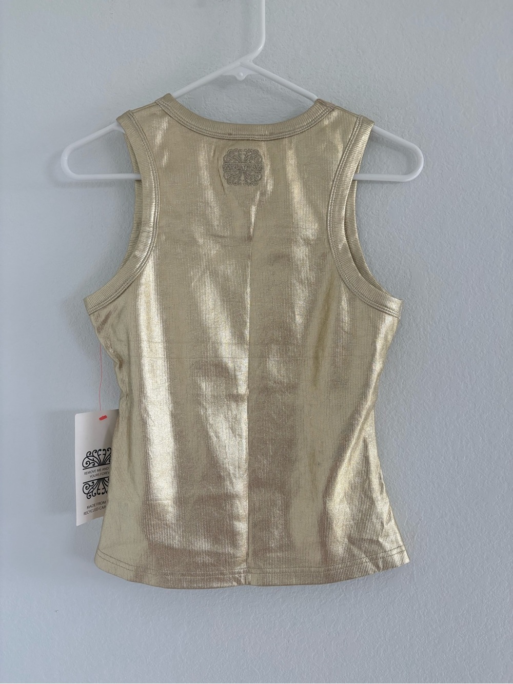 Never Fully Dressed Metallic Gold Ribbed Tank Top NWT - Picture 7 of 8